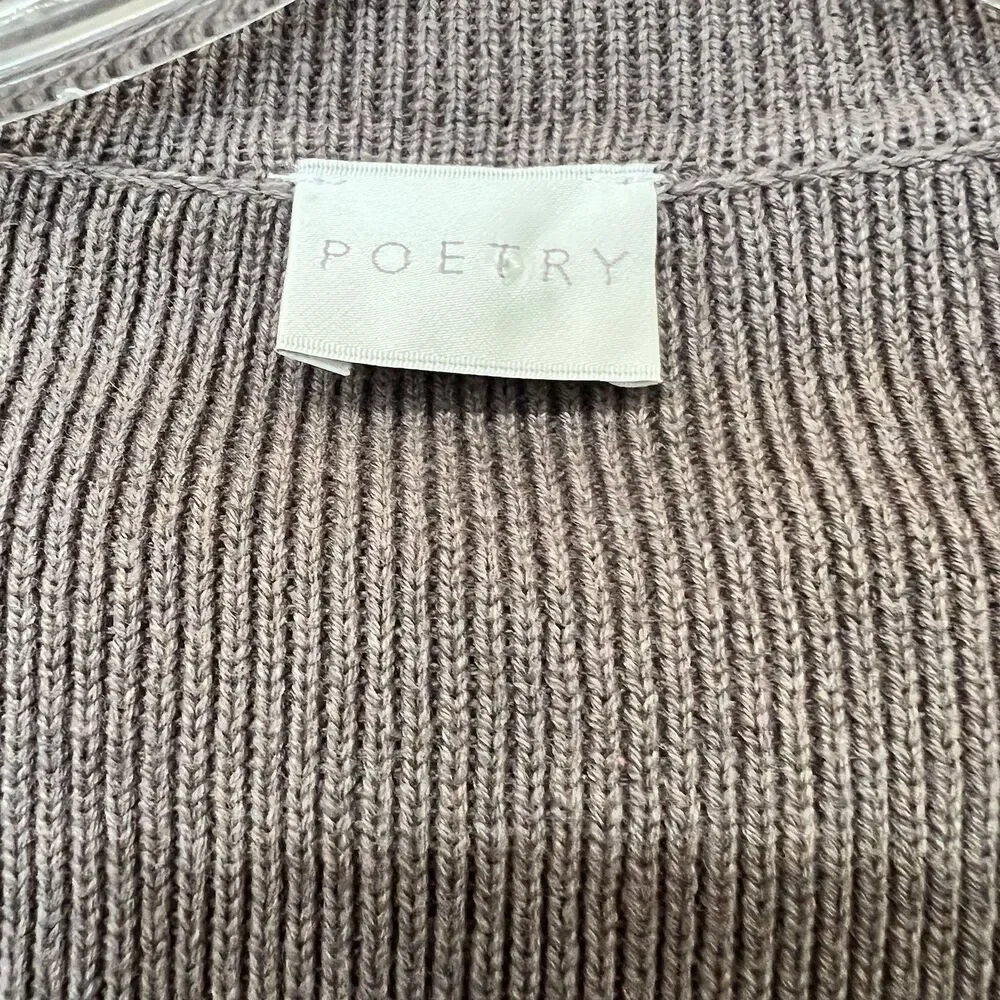 Poetry Cardigan Sweater 6 Organic Cotton Nutmeg Long Sleeve Pockets Minimalist - Picture 2 of 5